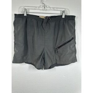 Adirondack Shorts Mens Medium Gray Nylon Swim Trunks Elastic Waist Zip Pocket